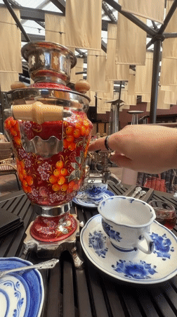 Vladivostok restaurant visit features traditional samovar tea service