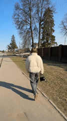 Casual pedestrian activity observed in suburban Chaikovsky, Russia