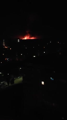 Fire or burning reported near residential buildings in Kyiv at night