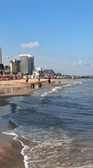 Early morning beach activities documented in Bat Yam, Israel