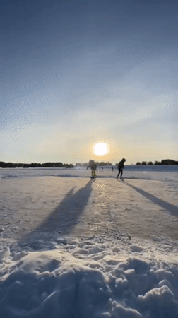 Winter ice skating and cold water bathing in Belarus
