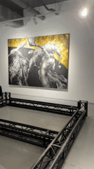 Artists install exhibitions at gallery space Monday morning