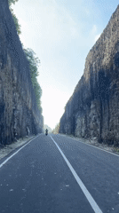 Late-night motorcycle ride filmed along Indonesia clifftop coastal road