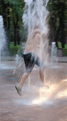 Summer afternoon at a Kyiv park fountain