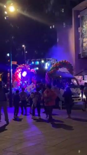 Festive decorated truck draws crowds in Ramat Gan square