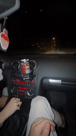 Nighttime car ride documented in Sliven, Bulgaria