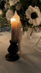 Burned candle captured in early morning moment in Mexico