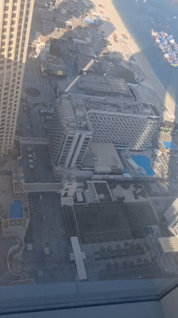 Dawn window views capture Dubai's skyline and waterfront