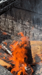Fire pit burning strong in Fairbanks, Alaska