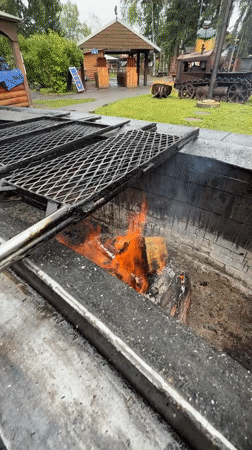 Fire pit burning strong in Fairbanks, Alaska