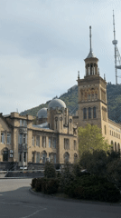Architectural building with domes documented in Tbilisi, Georgia