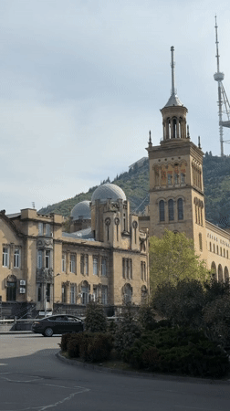 Architectural building with domes documented in Tbilisi, Georgia