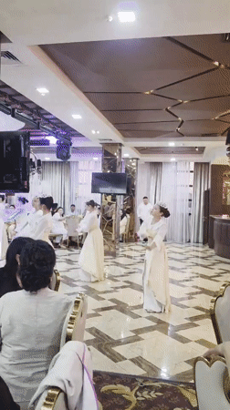 Traditional dance and food event held in Bishkek banquet hall