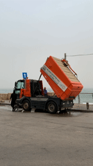 Construction truck with raised dump bed spotted in Tel Aviv