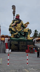 Guan Yu shrine statue, green and gold, Ko Samui