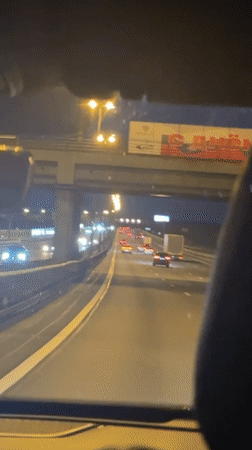Nighttime highway travel recorded in Shushary, Russia