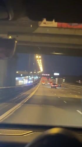 Nighttime highway travel recorded in Shushary, Russia
