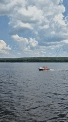 Weekend water recreation observed near Chaikovsky, Russia