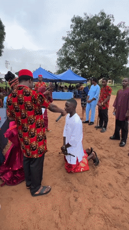 Traditional ceremony with dancing and ritual in Ihiagwa, Nigeria