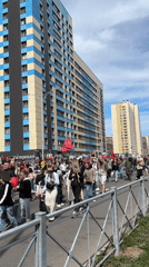 Memorial march with portraits held in Kudrovo, Russia