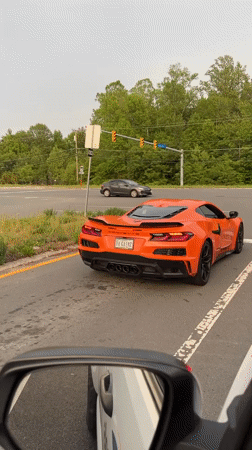 Orange Corvette with "DA GAINZ" plates spotted in Lorton