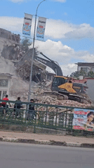 Building demolition underway in Kazanlak, Bulgaria