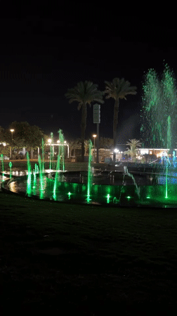 Colorful fountain display lights up Eilat night