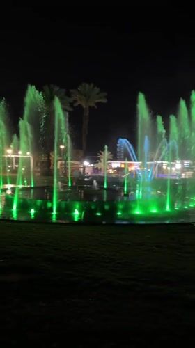 Colorful fountain display lights up Eilat night