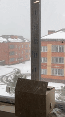 Heavy snowfall observed in Podcherkovo, Russia late April morning