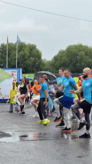 Outdoor group workout continues through rain in Kolomna