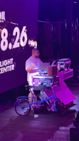 Bicycle DJ setup running at an outdoor event in Varna