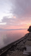 Sunset over the Sea of Japan coast near Bolshoy Kamen