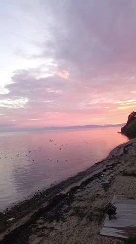 Sunset over the Sea of Japan coast near Bolshoy Kamen