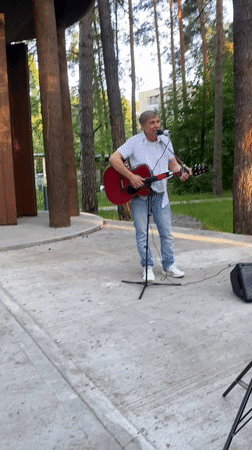 Musicians perform outdoor concert in Protvino park