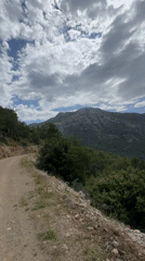 Mountain landscape with dirt road filmed in Fethiye, Turkey