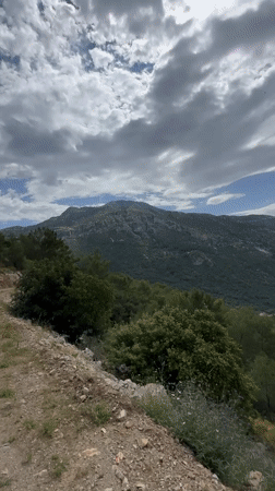 Mountain landscape with dirt road filmed in Fethiye, Turkey