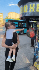 Summer fun at Karaganda's splash pad and arcade area