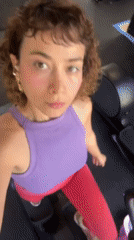 Woman exercises at Los Angeles gym Sunday evening