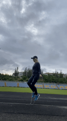 Early morning workout session at outdoor stadium track