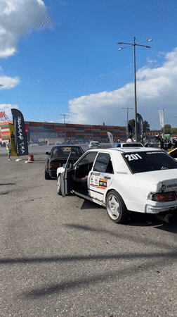 Drift event in full swing at a Vladimir, Russia parking lot