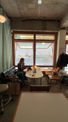 Late-night cafe visit captured at Seoul coffee shop