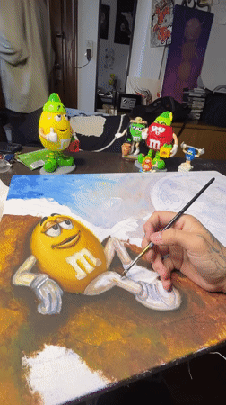 Artist paints M&M character on Buenos Aires street