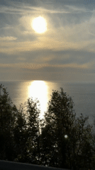Sunset filmed over ocean waters in Montenegro
