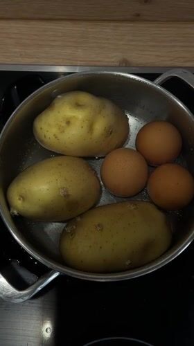 Meal preparation observed in Santiago De Compostela kitchen