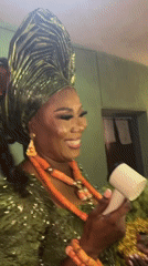 Woman celebrates special occasion in traditional attire in Warri