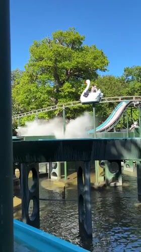 Sunny afternoon rides at Bakken amusement park, Denmark