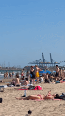Busy sunny beach day documented across Valencia coastline