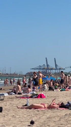 Busy sunny beach day documented across Valencia coastline