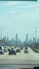 Driver records evening highway traffic in Chicago