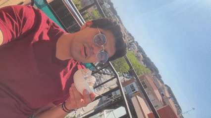Young man spotted on sunny terrace in Canet de Mar